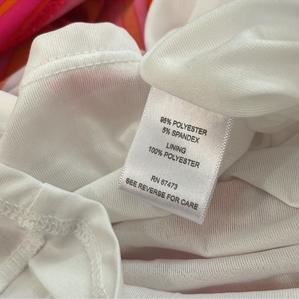 TAYLOR Geometric Fit & Flare Dress in Orange/Hot Pink/White Size 6 -- BEAUTIFUL - Picture 7 of 9